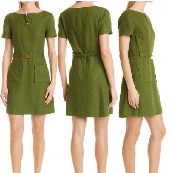 Tory Burch Dresses & Skirts - NWT Tory Burch Nadia Mini Dress Linen size 10 green